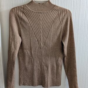 INC International Concepts Sparkly Gold Turtleneck Size L